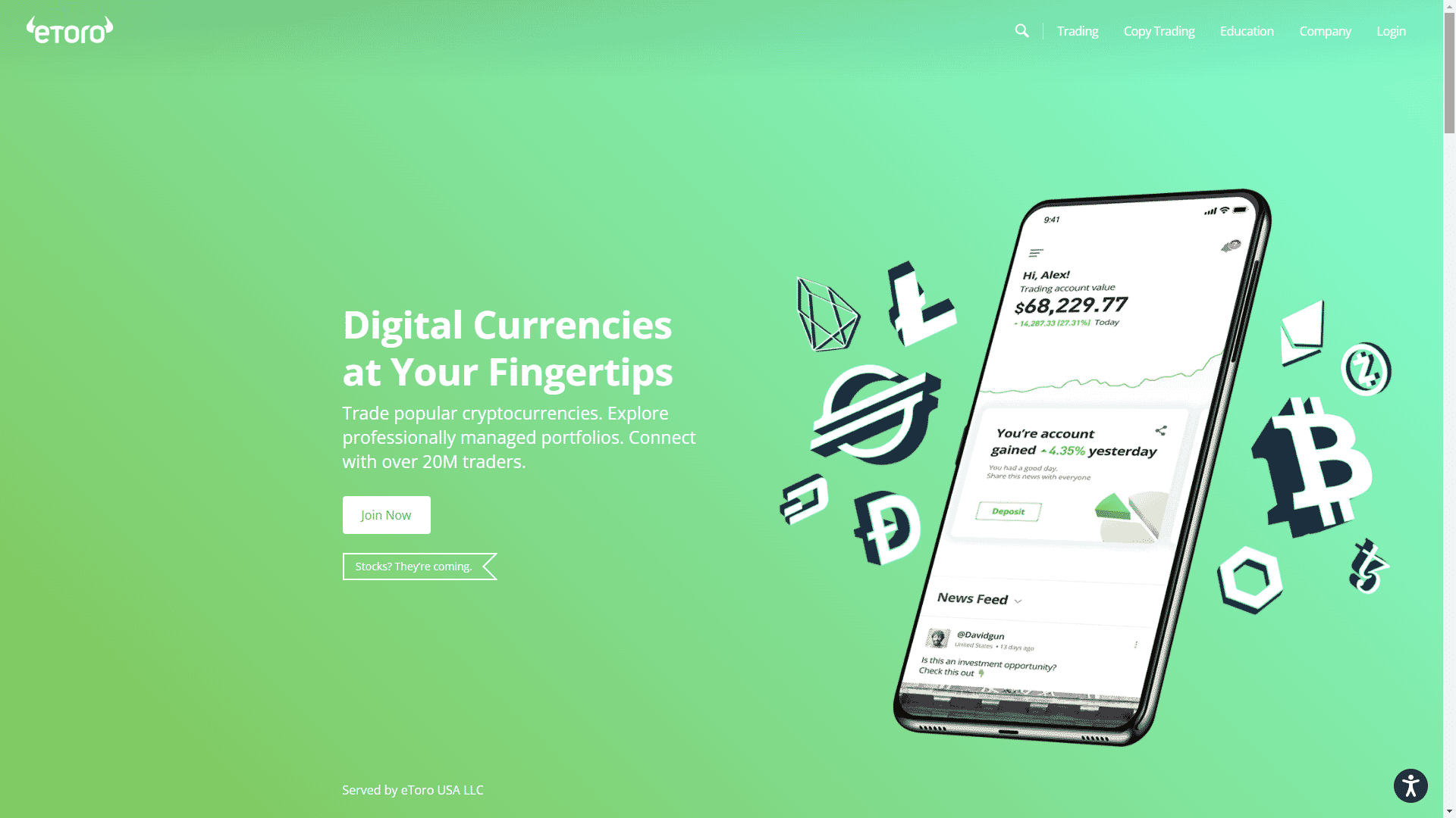 Etoro USA Homepage